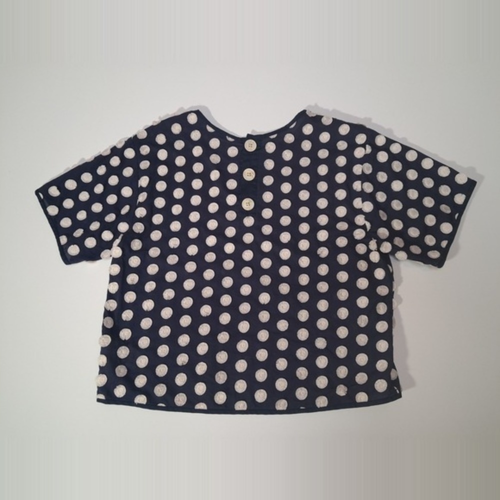 Madewell Navy Embroidered Polka Dot Top Size S 100% Cotton - Picture 4 of 6